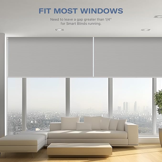 THIRDREALITY ZigBee Smart Blind Gen2, Motorized 100% Blackout Window Shades with Remote, Cordless Honeycomb Blinds, Automatic Height, C2 Rechargeable Batteries Powered, 40" W x 74" H Beige/White