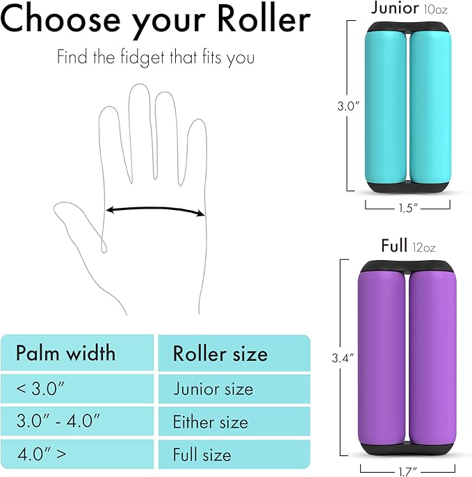 ONO Roller - Handheld Fidget Toy for Adults | Help Relieve Stress, Anxiety, Tension | Promotes Focus, Clarity | Compact, Portable Design (GITD, Junior Size - ABS Plastic)