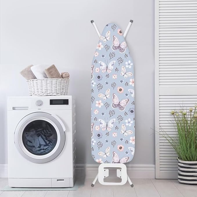 ZCFYGDX Butterfly Cherry Blossom Print Ironing Board Cover Decor - 14 x 45 inch Elastic Edge 3 Bottom Nylon Buckle Straps, Stain Resistant & Resistant Scorch, Easy Installation Cover