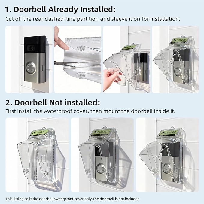 Dgyezhao Clear Outdoor Plastic Flip Doorbell Rain Cover,Camera Cover protector,weather shield Compatible doorbell accessories