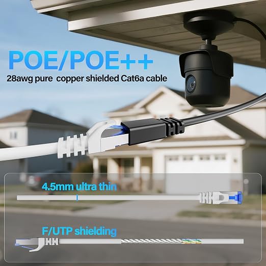 Cat6A Ethernet Cable Shielded 10Gbps 20 ft, Slim Shielded Ethernet Cable Cat 6 - Image 6