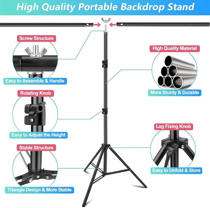 Green Screen Backdrop Kit with Stand, 5X6.5ft Portable Green Screen Backdrop - Image 2