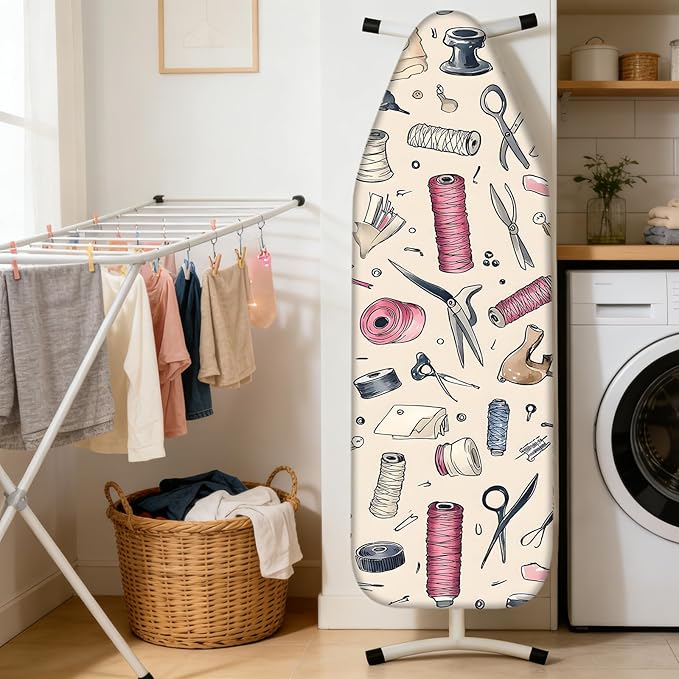 Nuxovilar Ironing Board Cover Needle Cotton 15x54 Inches | Ironing Board Cover and Pad Sewing Tools Design Needle Cotton for Home Laundry, Craft Space, Bedroom