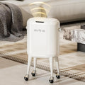 MRBIN Metal Slim Bathroom Motion Sensor Trash Can with Lid and Wheels, 13L / 3.4gal Electric Touchless Toilet Waste Basket with Legs for Narrow Vanity, Rvs, Dorm, Kitchen, Cream White