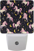 Pigsaly Led Night Light Unicorn Pink Horse Moon Night Light Plug in Wall Lamp Smart Dusk to Dawn Sensor Nightlight Led Lamp Energy Saving Lights Gift for Kids Room Bedroom Bathroom Hallway