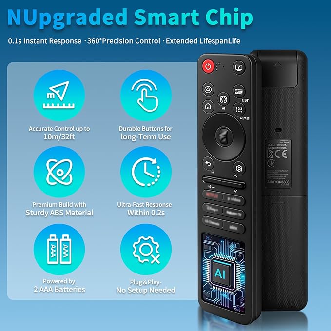 Replacement Magic Remote for LG Smart TV 2025 with Red Silicone Cover – Compatible with LG OLED G5 C5 B5, QNED 92A 85A 80A – AI Voice, Pointer, Scroll, Air Mouse – Quick Pairing & Durable Design