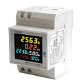 D52-2066 Single Phase Energy Meter with LCD Display Din Rail Electricity Usage Monitor for Voltage Current Power KWh Frequency Power Factor - 220V AC 40V-300V 100A Household & Industrial Use