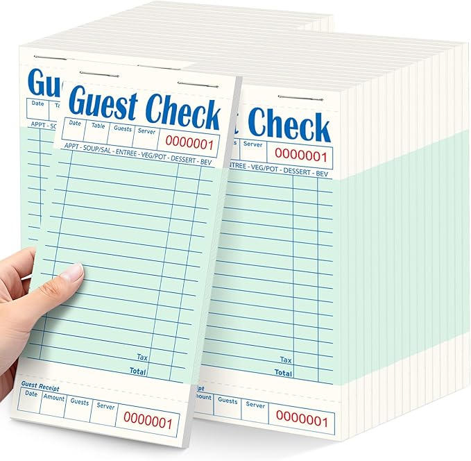 40 Pack/2000 Tickets Guest Checks Books for Servers, Green Server Books for Waitress, Server Note Pads for Restaurants