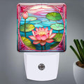 PODMemory Lotus Stained Glass Night Lights Plug into Wall for Room, Lotus Night Light LED for Bedroom