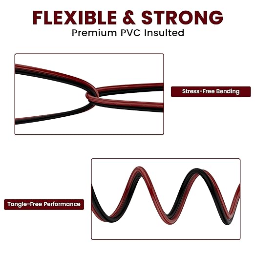 Mygatti 14/2 Gauge Speaker Wire 20FT, 14/2 AWG 2 Conductors OFC Pure Copper Electrical Red Black Cable for Car Speakers Stereo, Home Theater, Automotive Wire, Aluminum Foil Shield, Flexible Clear PVC