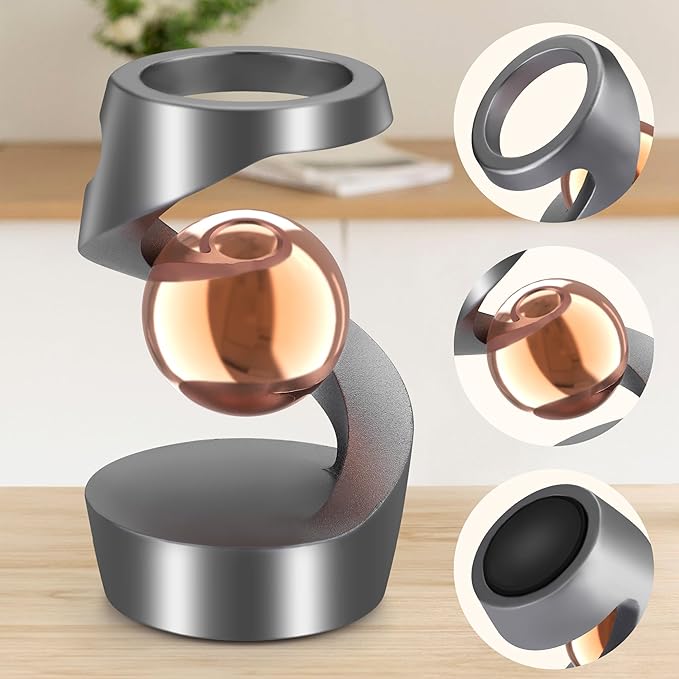Kinetic Desk Toys, Kinetic Spinning Desk Toy, Desk Fidgets for Office for Adults, Metal Fidget Toys for Kids Teens (Grey Rose Gold)