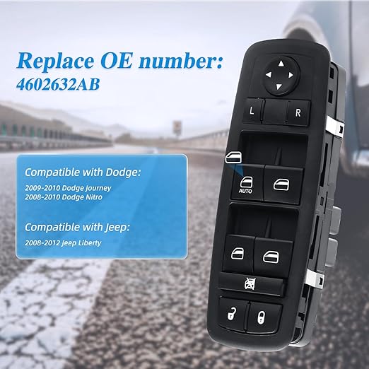 WUANGKI Master Power Window Control Switch | Front Driver Side | 13+8 Pins | Compatible with 2009-2010 Dodge Journey 2007-2010 Nitro 2008-2009 Jeep Liberty | OE 4602632AB | Window Buttons