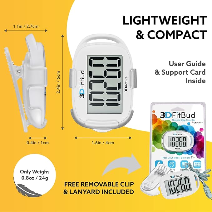 3DActive 3DFitBud Simple Step Counter Walking 3D Pedometer - Image 6