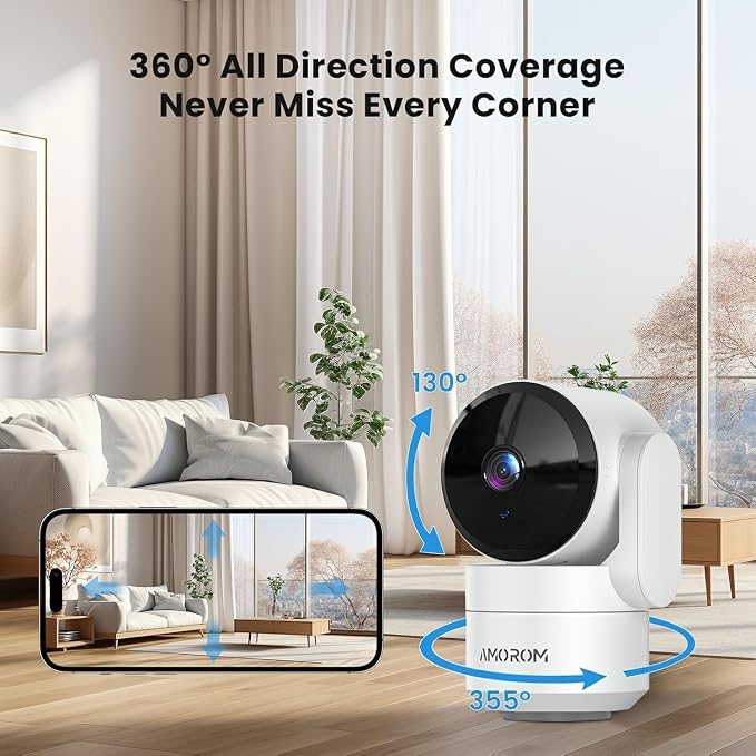 3 Pack Indoor Security Camera, 360° Pan Tilt Home Surveillance Cam, 2-Way Audio - Image 4