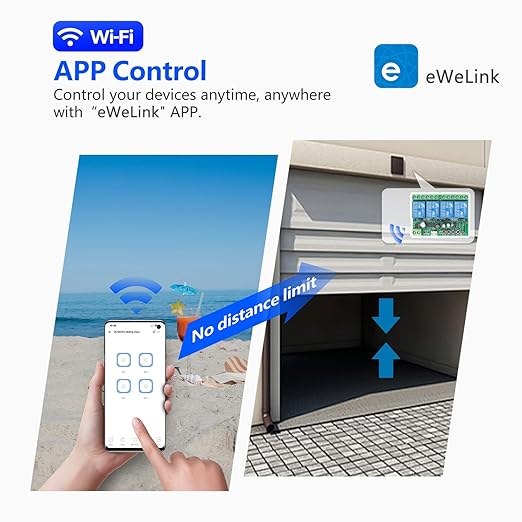 DieseRC 4 Channels WiFi Smart Switch, DC 5V 12V 24V 36V Passive Output Relay Module Ewelink APP WiFi Control Compatible with Alexa/Google Home, Inching/Self-Locking Switch