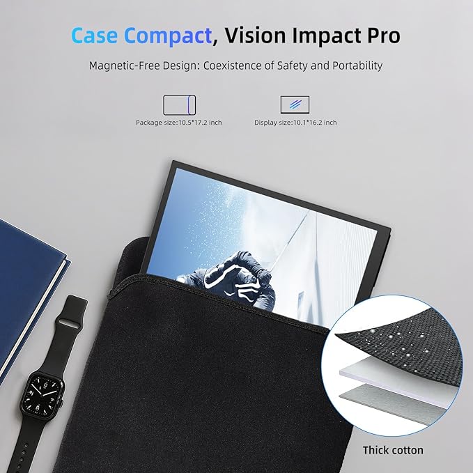Portable Monitor 18.5” | 120HZ 1ms Gaming Monitor | 125% sRGB | FreeSync, HDR | 350Nits | USB-C & HDMI | VESA & Stand | Large Travel External Second Screen for Laptop, Computer, Game Consoles