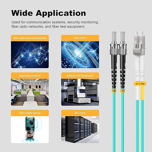 FiberPrime- OM3 LC to ST Fiber Patch Cable, Duplex Multimode, MM Fiber Optic - Image 6