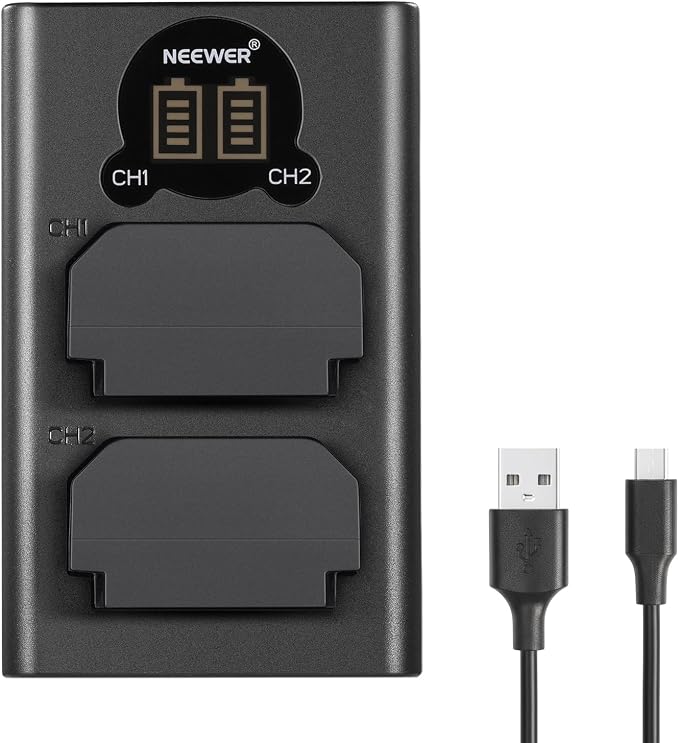 NEEWER 2 Pack 2280mAh NP-FZ100 Replacement Battery and Dual USB Charger by Neewer