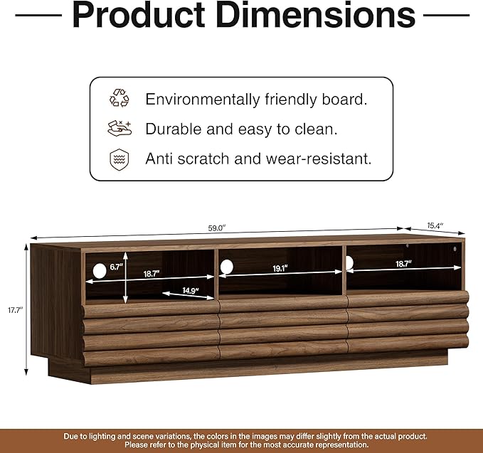 MAISONARIA Mid-Century Modern TV Stand for 50-60 inch TV, Entertainment Center with Storage & Drawers, Media Console Table for Living Room Bedroom, Walnut