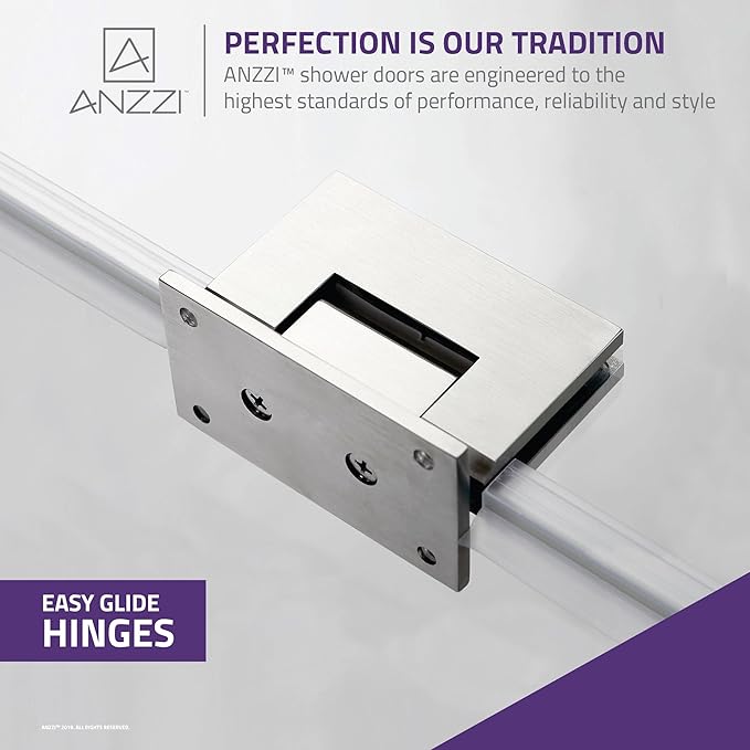 ANZZI 70" x 24" Frameless Shower Door in Brushed Nickel,Water Repellent Glass Shower Door with Seal Strip Parts and Handle, 5/16 Glass Hinged Shower Door with Handle (SD-AZ09-01BN)