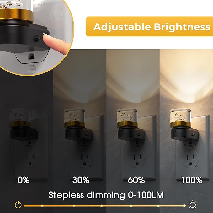L LOHAS LED Night Light, 2 Pack Night Lights Plug into Wall, 3000K Soft Light LED NightLights, Built in Dusk to Dawn Sensor Bubble Wall Light for Hallway, Bathroom, Rooms