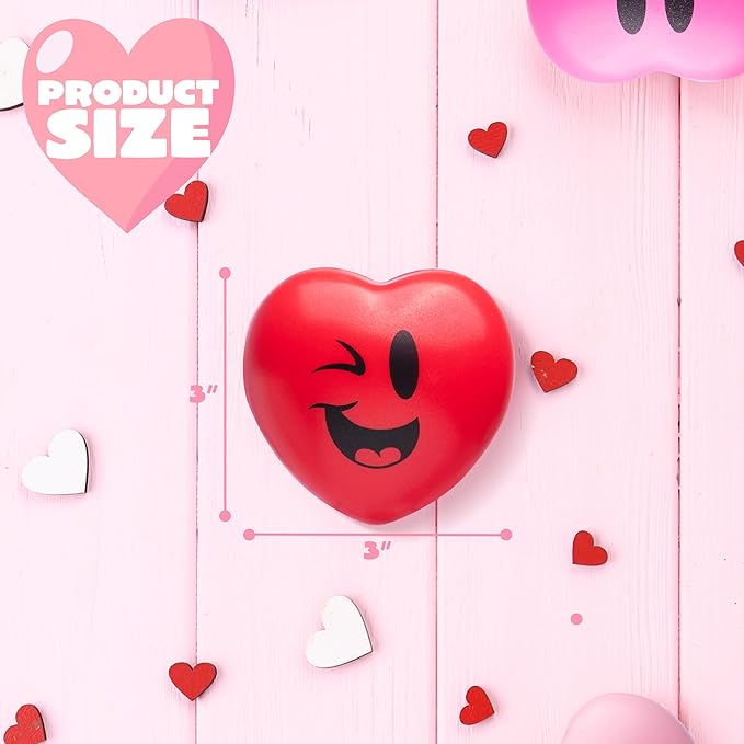 JOYIN 15 Pcs Valentines Day 3 inch Heart Stress Balls Stress Relief Heart Shaped Stress Ball Squishy Toys for Kids and Adults Party Favors, Valentines Day Gifts