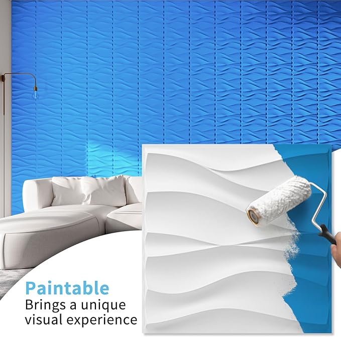 Art3d 100 Pack Decorative 3D Wall Panels, 97 Sq.Feet PVC Interior Wall Décor, 11.8"x11.8", White