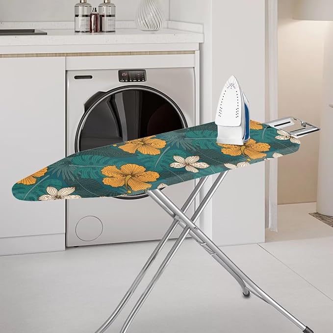 ZCFYGDX Hawaiian Flower Leaf Print Ironing Board Cover Small, Elastic Edges Nylon Buckle Straps Fasteners,S-Size (14 x 45 in) Resist Scorching & Staining Breathable Wear-Resistant Easy Install