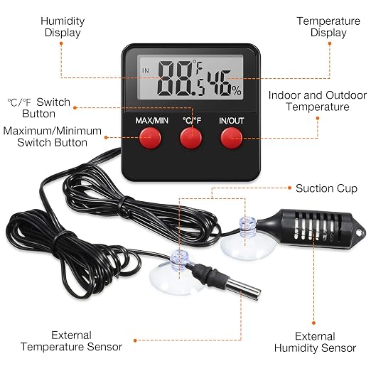 Weewooday 4 Pcs Reptile Thermometer and Humidity Gauge Reptile Terrarium - Image 3