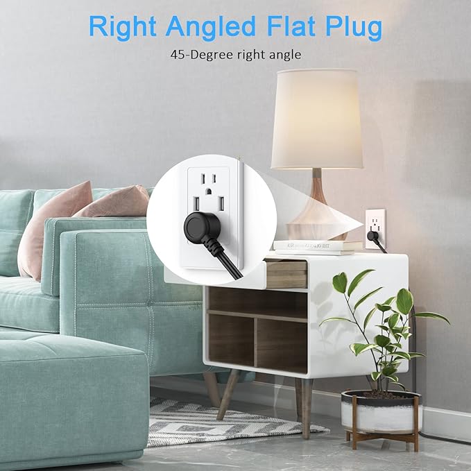 Recessed Power Strip, Furniture Drawer Outlet with 20W PD USB-C & 18W QC3.0 USB-A, Plug in 3 Outlets & USB Ports, Flush Mount 3FT Flat Extension Cord Conference Desk Outlets Black