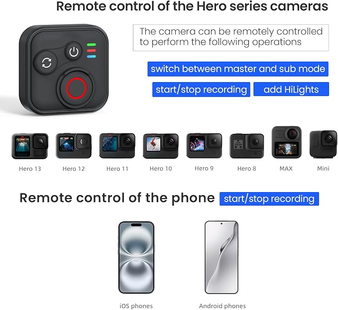Bluetooth Remote Control for Insta360 X5/X4/X3/X2/Go 3S/ACE Pro 2, GoPro Camera - Image 3