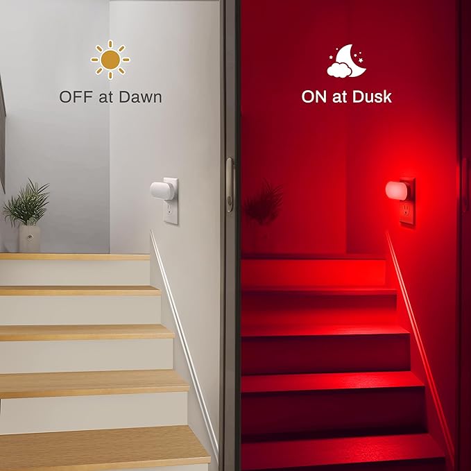 DORESshop Red Night Lights Plug into Wall, 4 Pack Dimmable Night Light for Kids, 1W Led Night Light for Bedroom, Kids Room