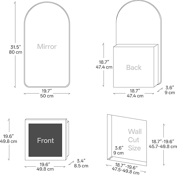 LED Arched Bathroom Medicine Cabinet with Mirror, No Assembly Needed, Recessed or Surface Mount Wall Storage Cabinet, Mirror Cabinet with Tissue Slot (Bevel-LED, 31.5" L x 19.7")