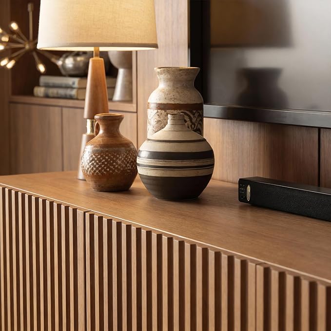 gaoyangjiaju 86.61" Wooden TV Cabinet with Open Shelving, Removable Divider and Cable Management (Pedestal 15.74" D x 86.61" W x 17.5" H) (Legs15.74 D x 86.61" W x21.14 H)