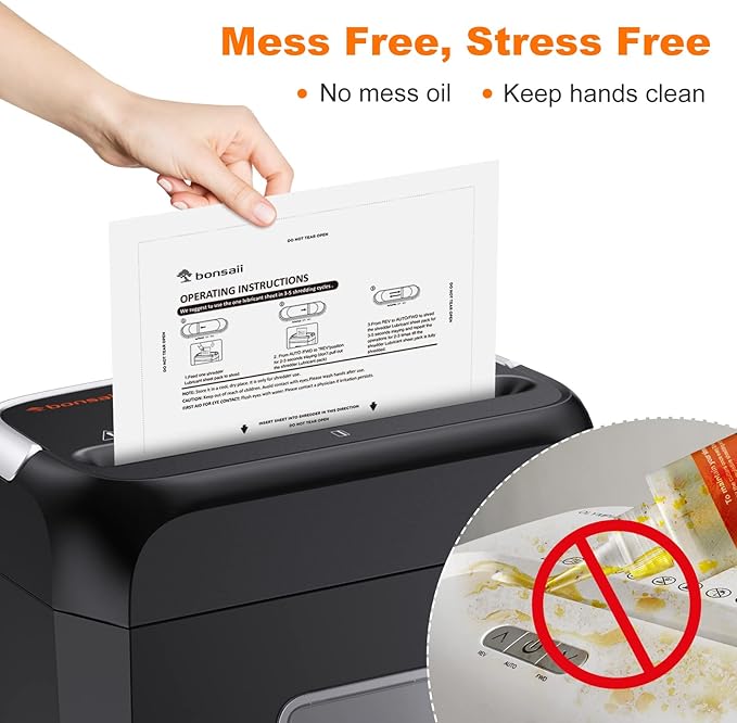 Bonsaii Paper Shredder Lubricant Sheets,12-Pack (8.4 x 5.9 inch/Piece)