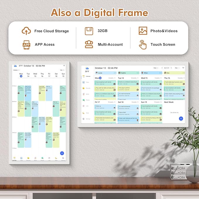 27" Smart Digital Calendar for-Family-Business-Schedules - 1920 x 1080 IPS Full HD Touch Screen Wall Mounted Electronic Calendar, Auto-Sync Google iCloud Outlook Calendars, Christmas Gift for Mom Dad