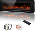 50" Electric Fireplace, Recessed & Wall Mounted Fireplace Heater 13 * 13 Colors Flame &Fuel Bed w/5 Dimmer, Touchscreen &Remote Control Temp, Overheating Protect, Hardwired, 1500W, Black