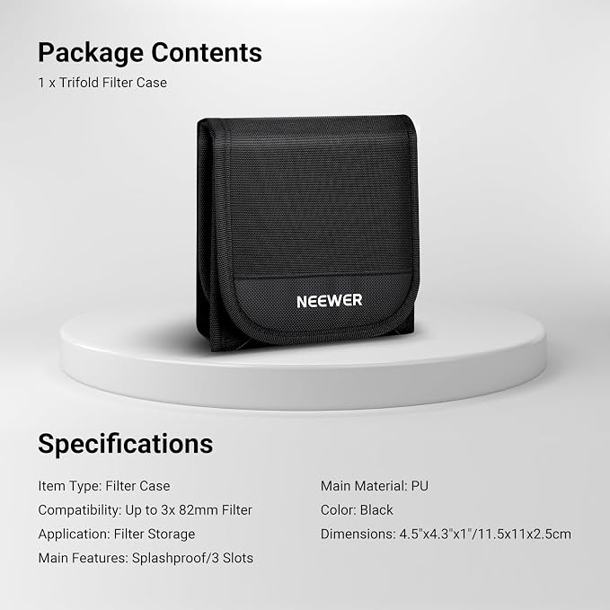 NEEWER 82mm Filter Case, Trifold Foldable Splash Resistant Protective Carry - Image 7