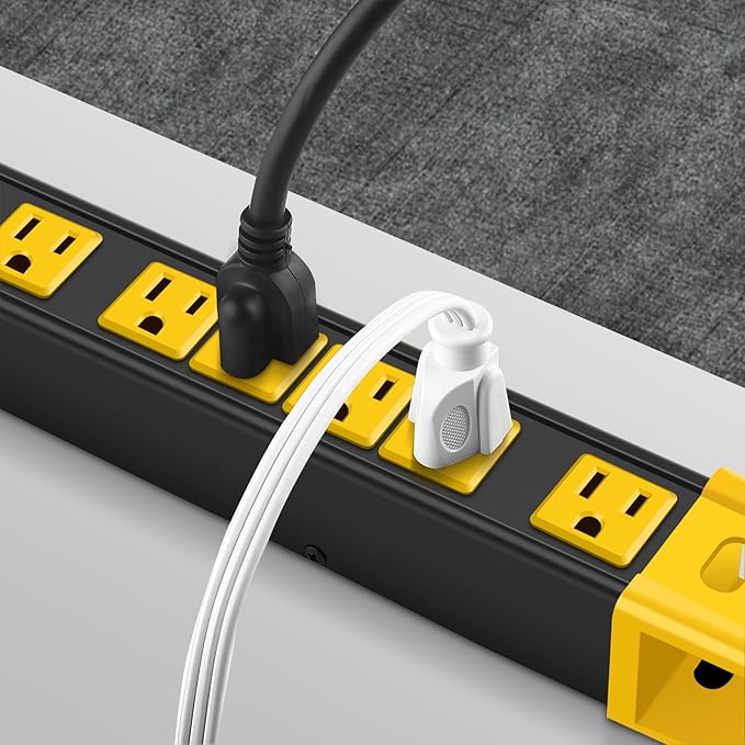 CCCEI Heavy Duty Power Strip Surge Protector - 6 Outlet Industrial Strip with 15A, 1200 Joules - ETL Listed Metal for Shop, Workshop, Garden (6FT, Black)