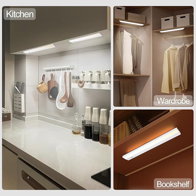 Ansen 2Packs of Under Cabinet Lighting Hardwired, 48in 26W 1720LM Dimmable Led Light for Kitchen/Closet, CRI 92+, R9 90+, 3 Color Temperature, 3000K/4000K/5000K(Warm White, Cool White, Daylight)
