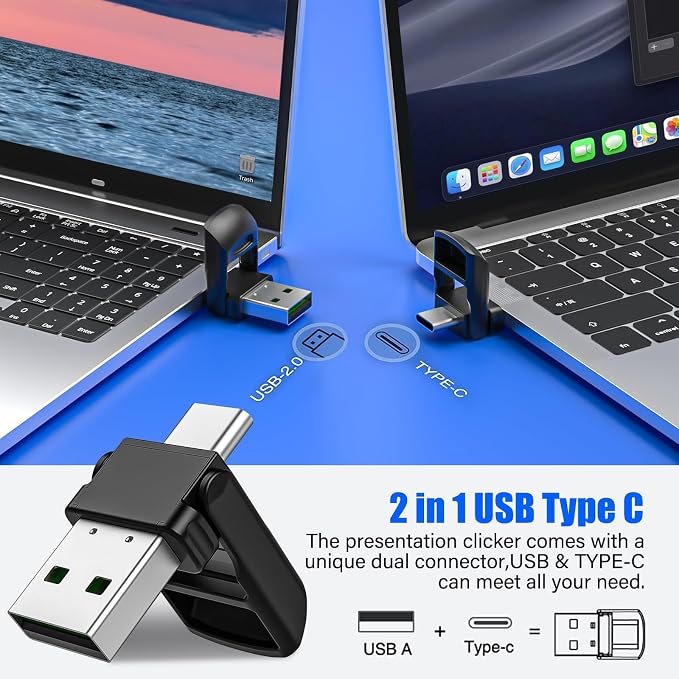 2-in-1 USB TYPE-C Presentation Clicker wireless Presenter Remote Clicker - Image 3