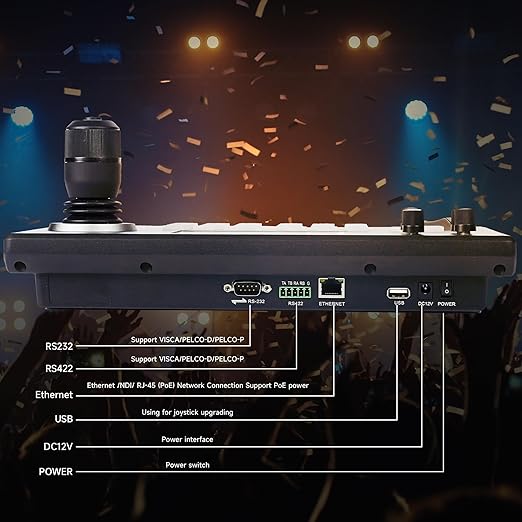 Tenveo NDI PTZ Camera Controller, 5'' LCD Screen Preview, 4D Joystick, PoE IP PTZ Controller Keyboard for Church Worship Live Streaming Broadcasts Events Video Production, NDI License Included
