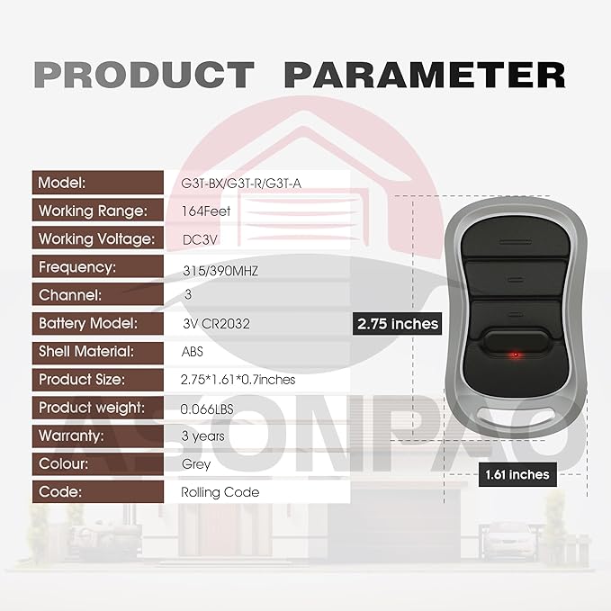 Genie Garage Door Opener Remote G3T-A G3T-R G3T-BX Intellicode【10-Year-Warranty】
