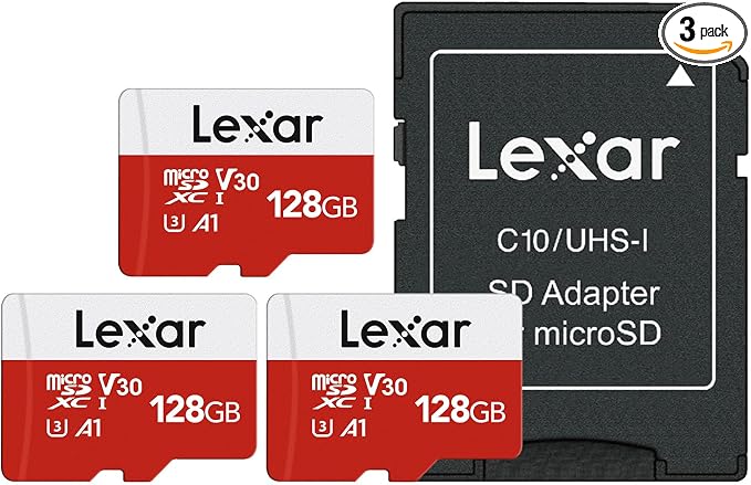 Lexar E-Series 128GB Micro SD Card 3 Pack, microSDXC UHS-I Flash Memory Card by Lexar