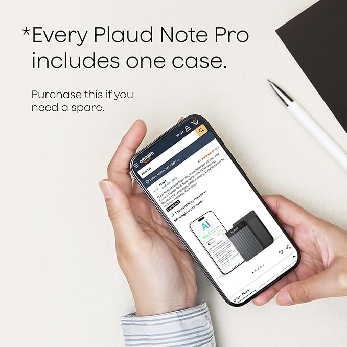 Plaud Note Pro AI Voice Recorder with Magnetic Card Case Bundle, App Control, Transcribe & Summarize with AI, 112 Languages, Ultra-Slim Recorder with InstantView Display, Secure Carrying & Protection