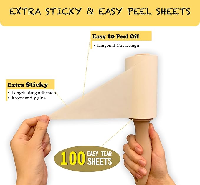 HapChron Extra Sticky Lint Roller Refills Only, Total 600 Easy Tear Sheets, Fits Most 3.9"-4" Standard Size Lint Roller with Inner Diameter at 1.5", Works Great On Pet Hair