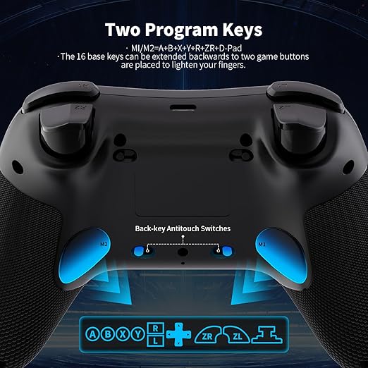 AceGamer Aurora Generation 2.4G Wireless Bluetooth Controller for Windows PC/Android/Switch/iOS/Steam Deck, Hall Joysticks and RGB Light- Upgraded PC Gaming Controller and Back Buttons Lock (Black)
