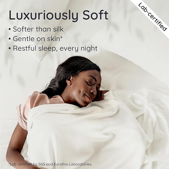 Bambaw 100% Viscose Derived from Bamboo Sheets California King Size Set – 4pcs Super Soft Bedding Set, Cooling Bed Sheet, Hotel Luxury Bed Sheets Set, Deep Pockets Fits Up to 16'' Mattresses (Ivory)