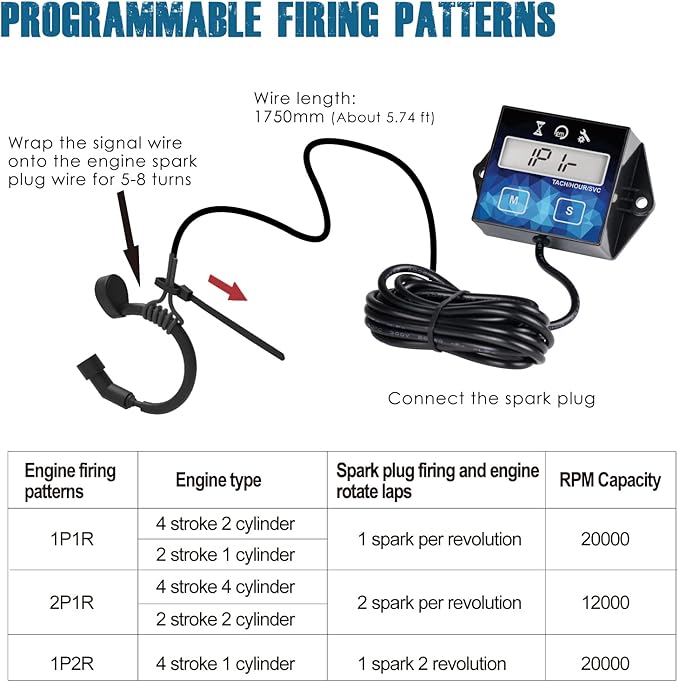 2 Pieces Runleader Small Engine Timer, Digital Tachometer, Maintenance Reminder, Battery Replaceable, User Shutdown, for ZTR Lawn Mower Tractor Generator Marine Outboard ATV (2)