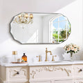 GLASHOM Beveled Edge Frameless Bathroom Mirror, Oval Wall Mirror for Over Sink, 18" x 36" Modern Decorative Vanity Mirror for Bedroom, Living Room, Entryway, Hanging Mirror Horizontal or Vertical